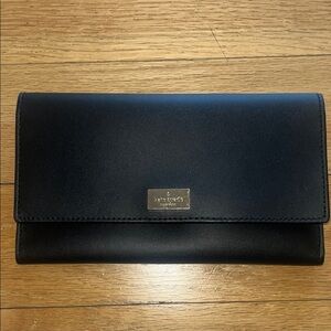 Kate Spade Black Leather Wallet with Silver Accent